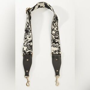 Authentic Valentino Black and White Canvas Butterfly Guitar Shoulder Strap